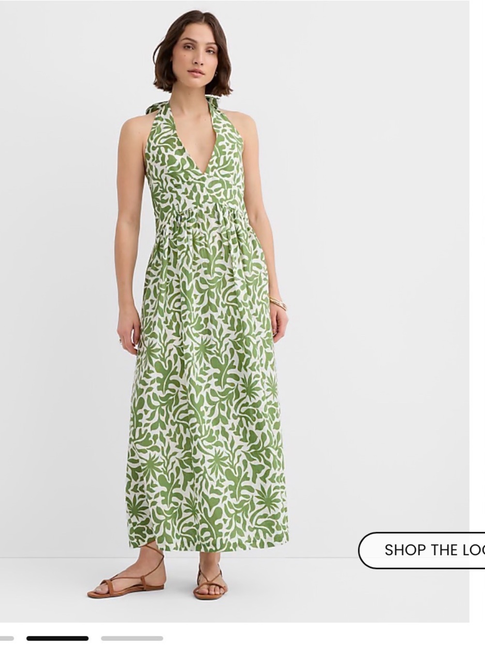 LOFT Green and White Halter Maxi Dress